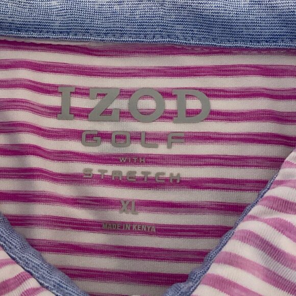 IZOD GOLF with Stretch Short Sleeve Striped Polo Shirt Men's Sz XL #219M - Picture 4 of 6